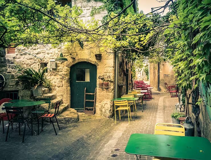green picturesque alley